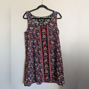 Love Reign Floral Sleeveless Dress with Lace Accent Size L